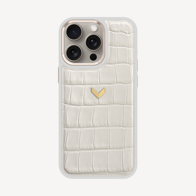 Husa Telefon iPhone 15 Pro Max, Piele Vitel, Textura Crocodil