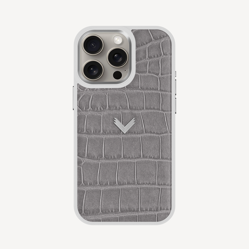 Husa Telefon iPhone 15 Pro Max, Piele Vitel, Textura Crocodil