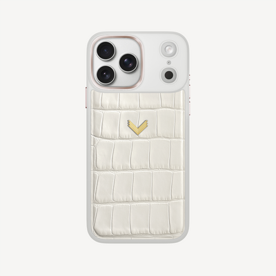 Husa Telefon iPhone 17 Pro Max, Piele Vitel, Textura Crocodil
