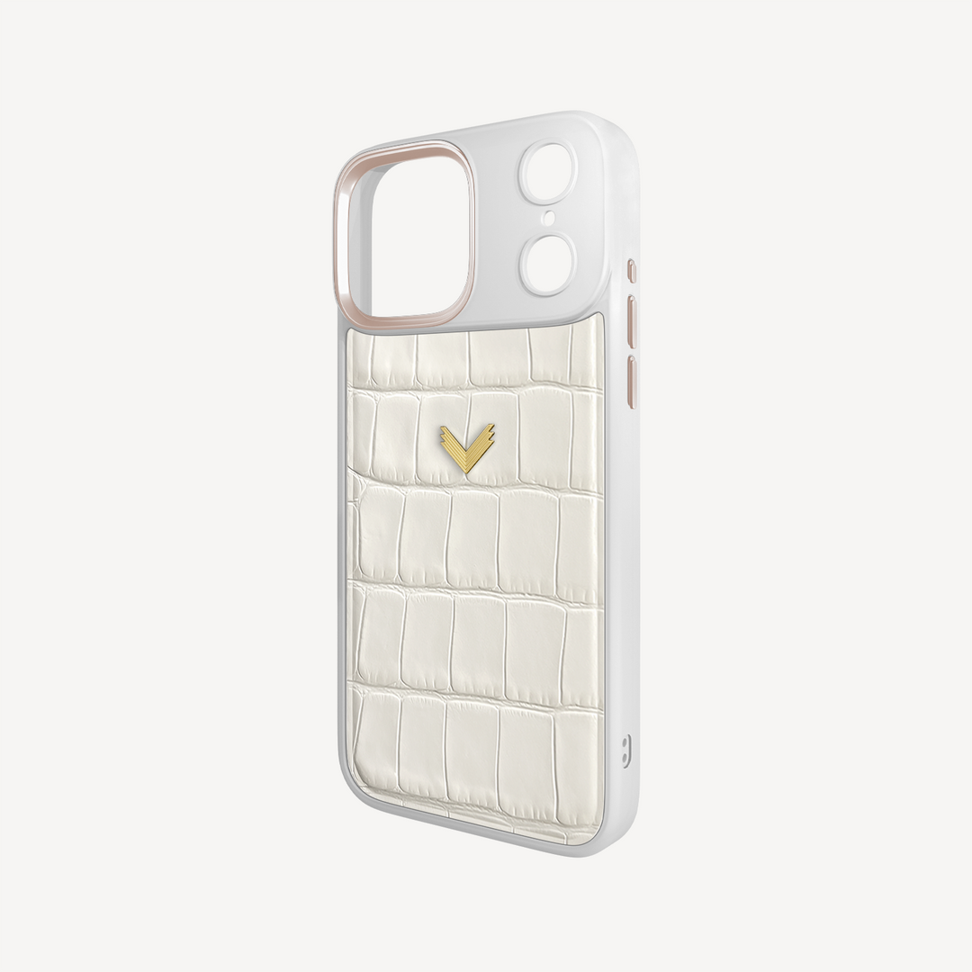 Husa Telefon iPhone 17 Pro Max, Piele Vitel, Textura Crocodil