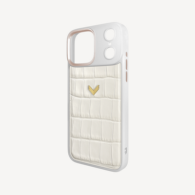 Husa Telefon iPhone 17 Pro Max, Piele Vitel, Textura Crocodil