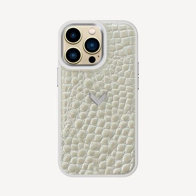 Husa Telefon iPhone 13 Pro, Piele Vitel, Textura Crocodil