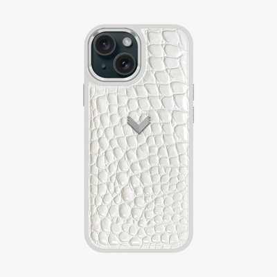 Husa Telefon iPhone 15, Piele Vitel, Textura Crocodil