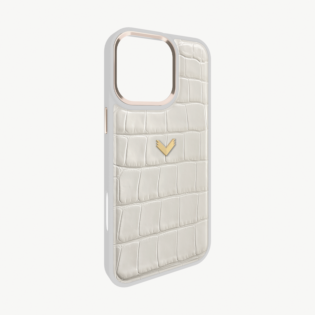 Husa Telefon iPhone 16 Pro, Piele Vitel, Textura Crocodil