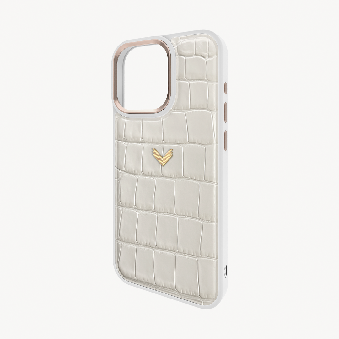Husa Telefon iPhone 16 Pro, Piele Vitel, Textura Crocodil
