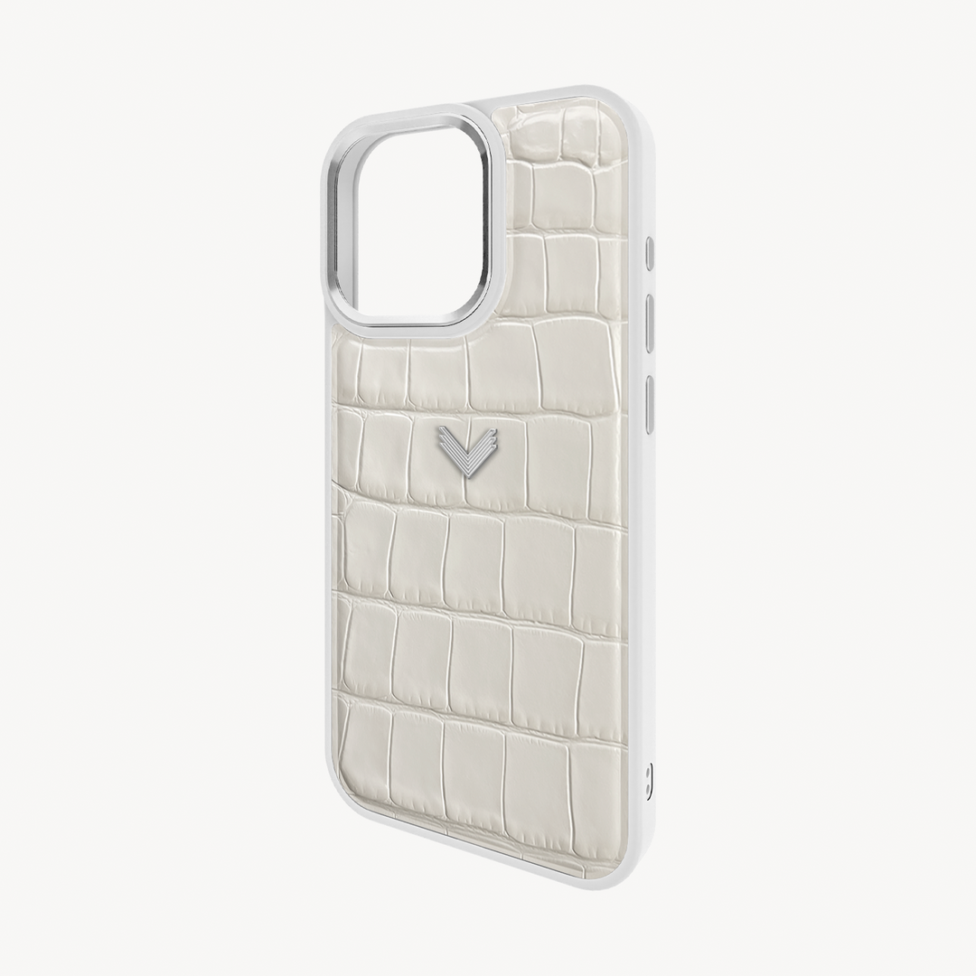 Husa Telefon iPhone 16 Pro, Piele Vitel, Textura Crocodil