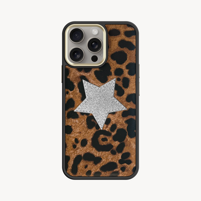 Husa Telefon iPhone 15 Pro Max, Piele Capra, Glitter V-Star