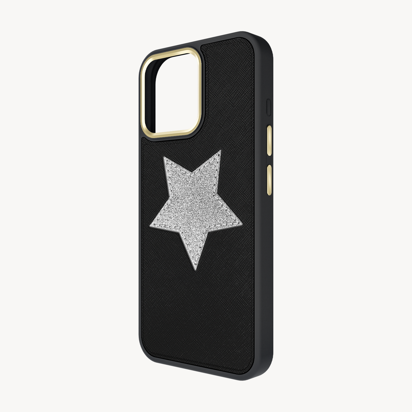 Husa Telefon iPhone 15 Pro, Piele Saffiano, Glitter V-Star