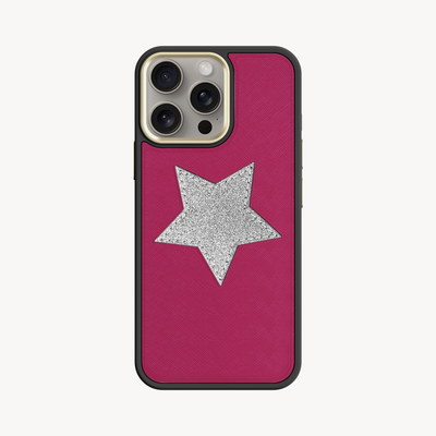 Husa Telefon iPhone 15 Pro, Piele Saffiano, Glitter V-Star