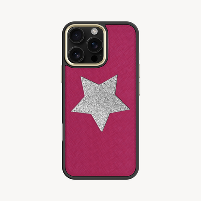 Husa Telefon iPhone 16 Pro, Piele Saffiano, Glitter V-Star