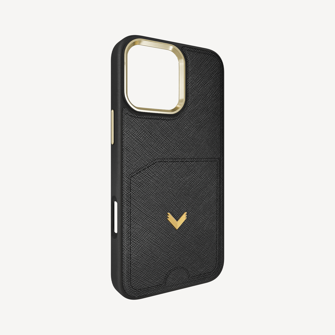 Husa Telefon iPhone 16 Pro, Piele Saffiano, Port Card