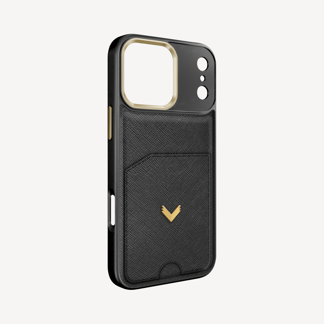 Husa Telefon iPhone 17 Pro, Piele Saffiano, Port Card