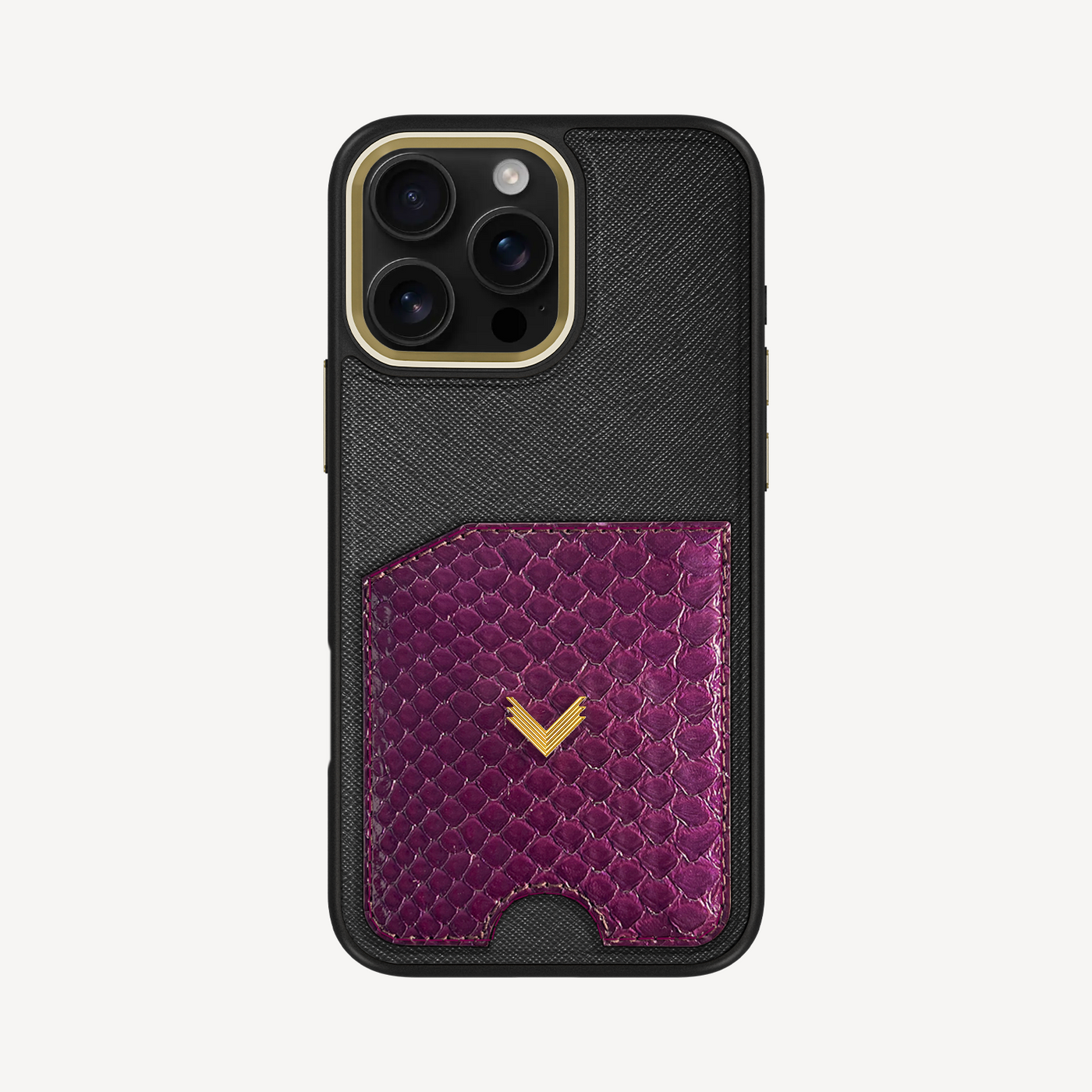 Husa Telefon iPhone 16 Pro Max, Piele Saffiano si Piele Piton, Port Card