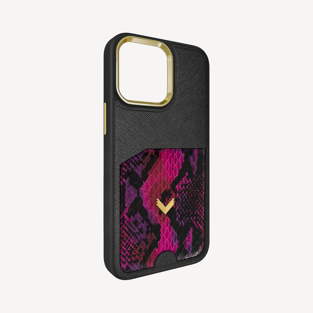 Husa Telefon iPhone 15 Pro Max, Piele Saffiano si Piele Piton, Port Card