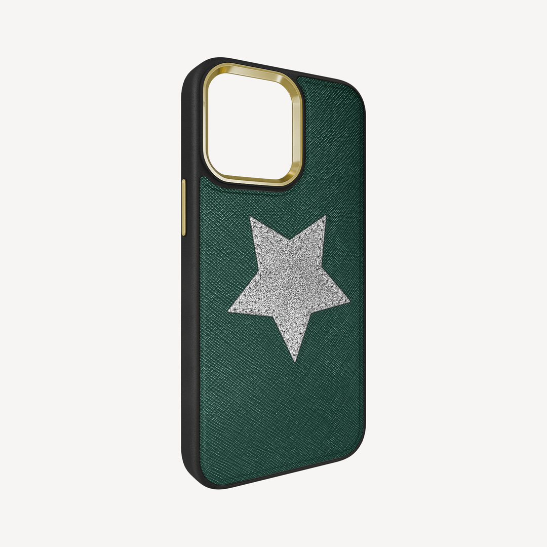 Husa Telefon iPhone 14 Pro, Piele Saffiano, Glitter V-Star