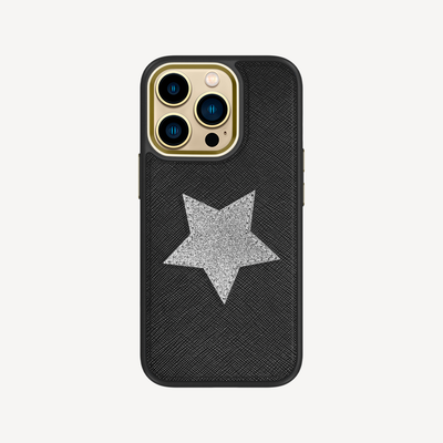 Husa Telefon iPhone 13 Pro, Piele Saffiano, Glitter V-Star