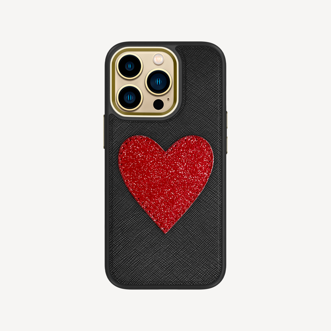 Husa Telefon iPhone 14 Pro, Piele Saffiano, Glitter Heart