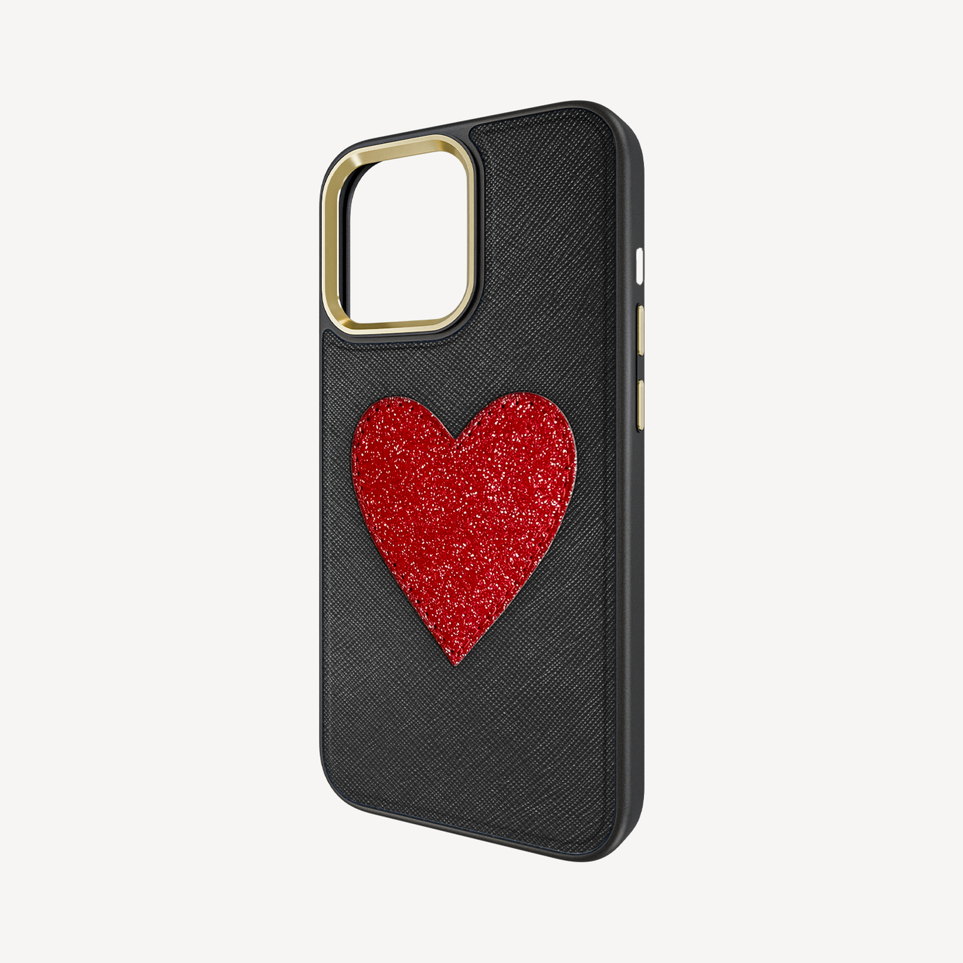 Husa Telefon iPhone 14 Pro, Piele Saffiano, Glitter Heart