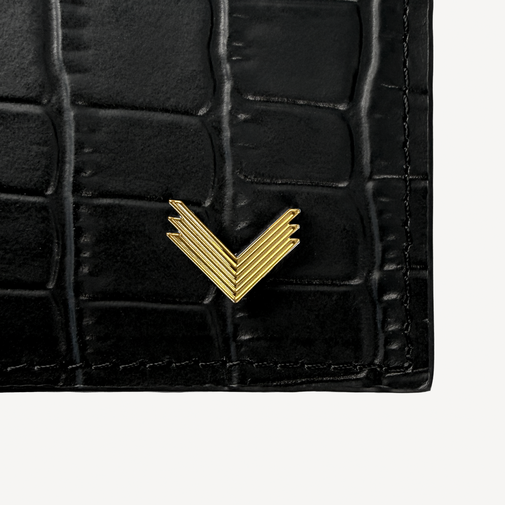 Portofel Pasaport, Piele Vitel, Textura Crocodil