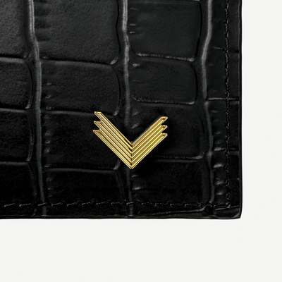 Portofel Pasaport, Piele Vitel, Textura Crocodil