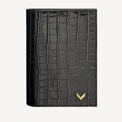 Portofel Pasaport, Piele Vitel, Textura Crocodil