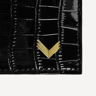 Portofel Pasaport, Piele Vitel, Textura Crocodil