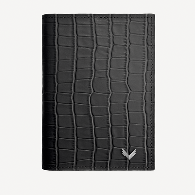 Portofel Pasaport, Piele Vitel, Textura Crocodil