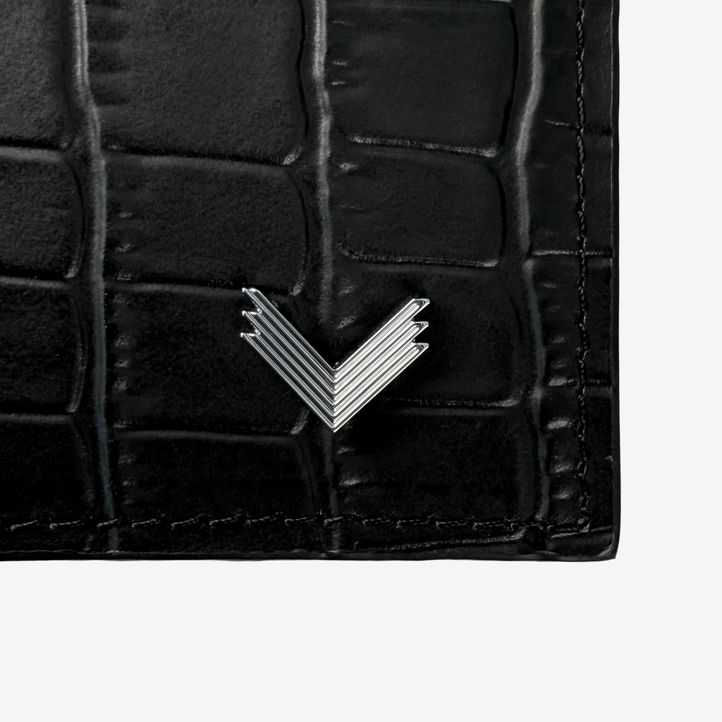 Portofel Pasaport, Piele Vitel, Textura Crocodil