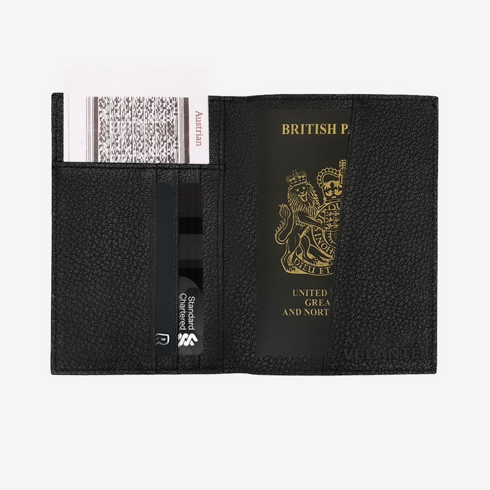 Portofel Pasaport, Piele Vitel, Textura Crocodil