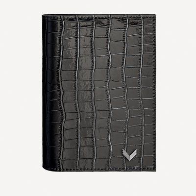 Portofel Pasaport, Piele Vitel, Textura Crocodil