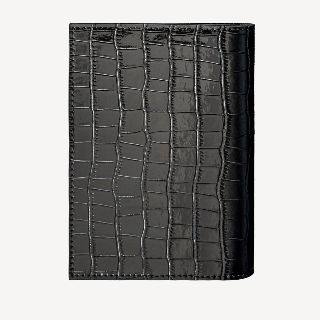 Portofel Pasaport, Piele Vitel, Textura Crocodil