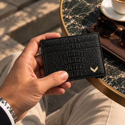 Port Card, Piele Vitel, Textura Aligator