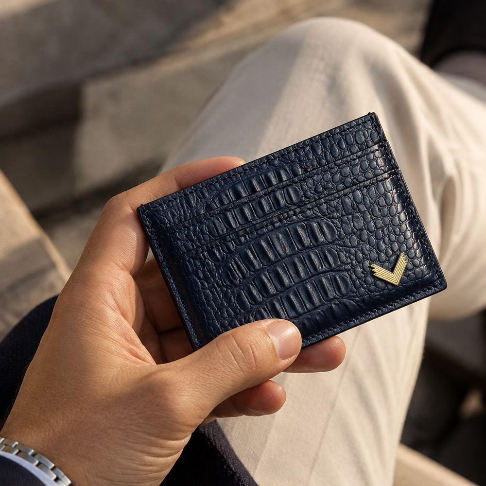 Port Card, Piele Vitel, Textura Aligator