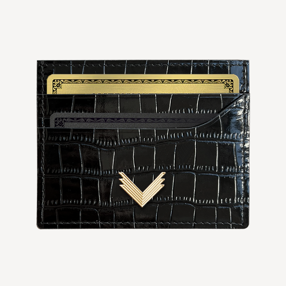 Port Card, Piele Vitel, Textura Crocodil