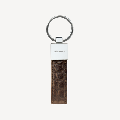 Breloc, Piele Vitel, Textura Crocodil, Silver