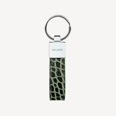 Breloc, Piele Vitel, Textura Crocodil, Silver