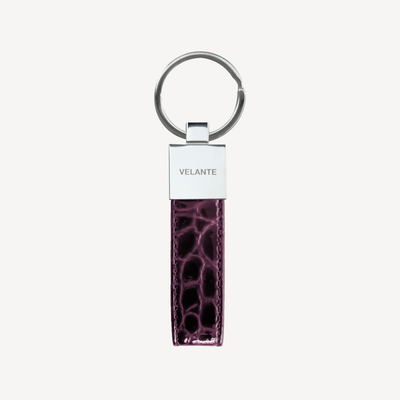 Breloc, Piele Vitel, Textura Crocodil, Silver
