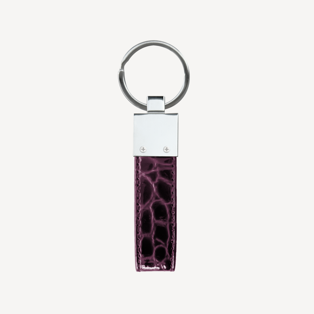 Breloc, Piele Vitel, Textura Crocodil, Silver