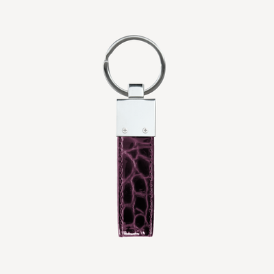 Breloc, Piele Vitel, Textura Crocodil, Silver