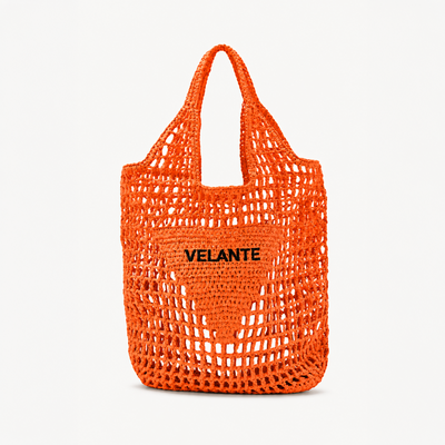 Geanta Tote, Fibra din Hartie Tip Rafie, Logo Brodat
