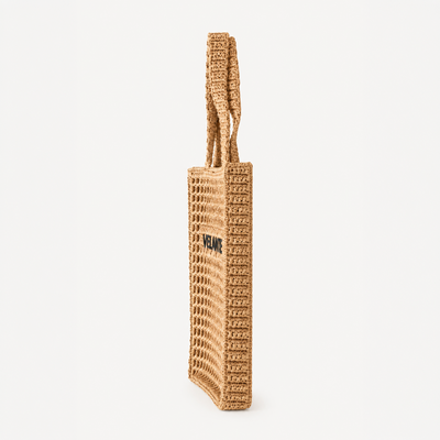 Geanta Tote Structurata, Fibra din Hartie Tip Rafie, Logo Brodat