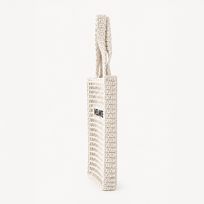 Geanta Tote Structurata, Fibra din Hartie Tip Rafie, Logo Brodat