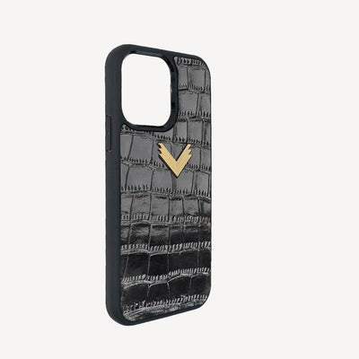 Husa Telefon iPhone 15 Pro, Piele Vitel, Textura Crocodil