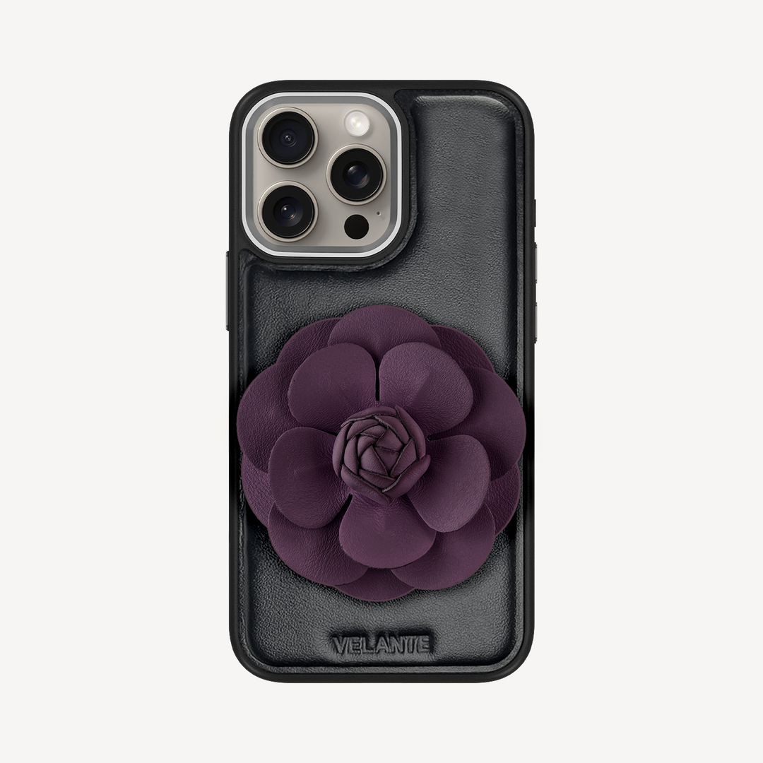 Husa Telefon iPhone 15 Pro, Piele Vitel, Camellia