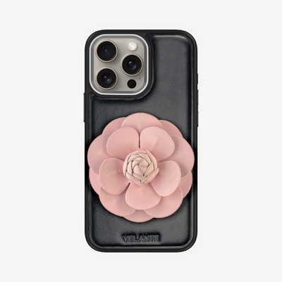 Husa Telefon iPhone 15 Pro Max, Piele Vitel, Camellia