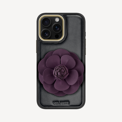 Husa Telefon iPhone 16 Pro Max, Piele Vitel, Camellia