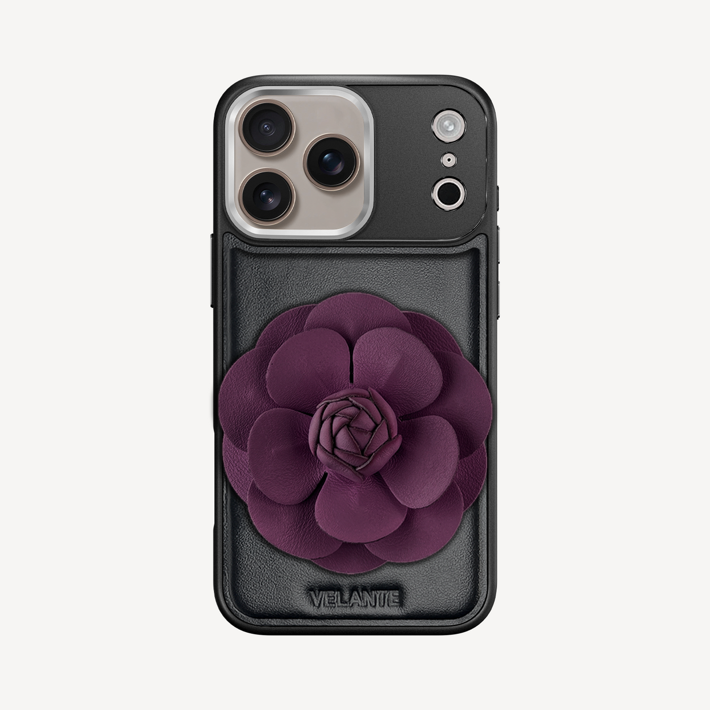 Husa Telefon iPhone 17 Pro Max, Piele Vitel, Camellia