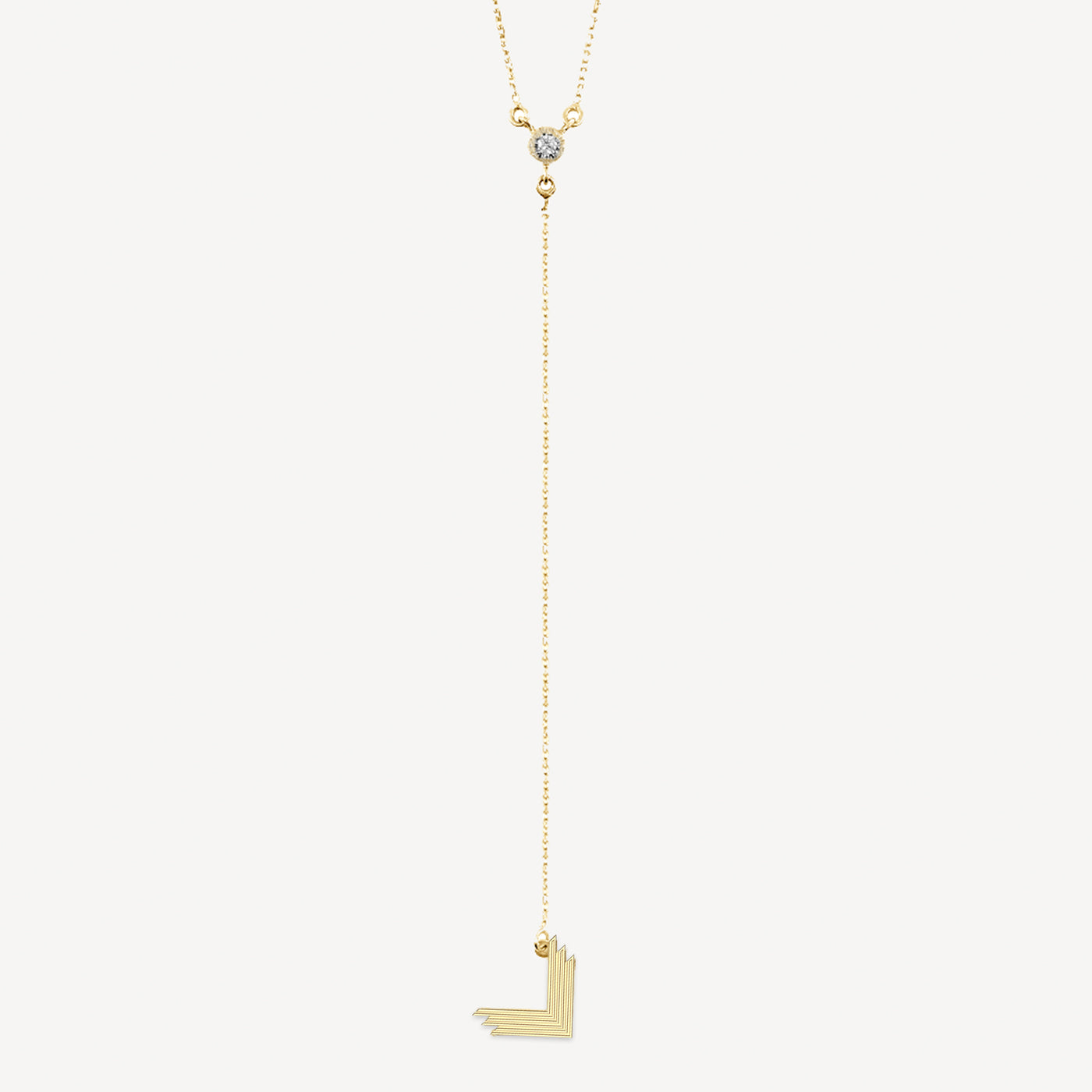Colier VLogo, Diamant Solitaire, Aur Galben 14K