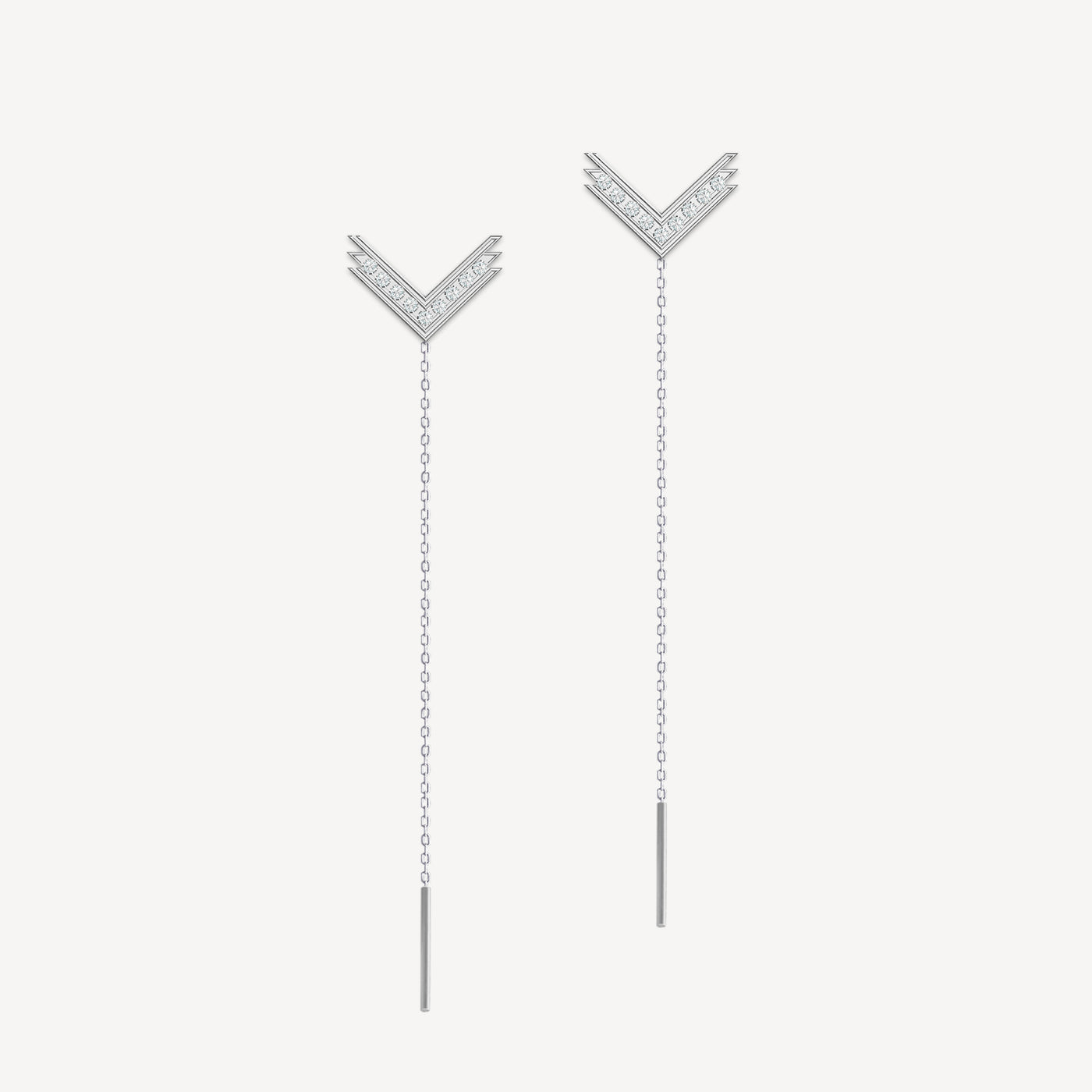 Cercei VLogo, Aur Alb 14K, 18 Diamante