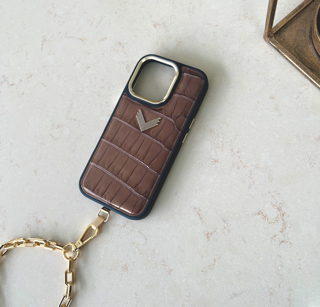 Husa Telefon iPhone 16 Pro, Piele Crocodil, VLogo Antique